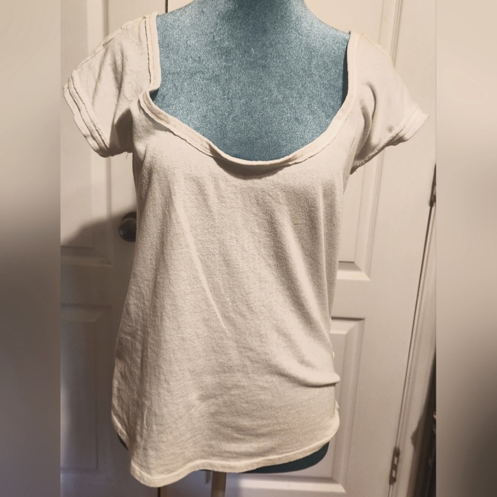 We The Free White Fitted Cap Sleeve Tee NWOT